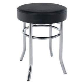 Taburet IRENA, metal/piele ecologica, negru/crom, 33x43 cm