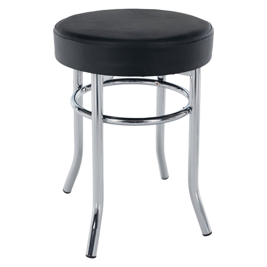 Taburet IRENA, metal/piele ecologica, negru/crom, 33x43 cm