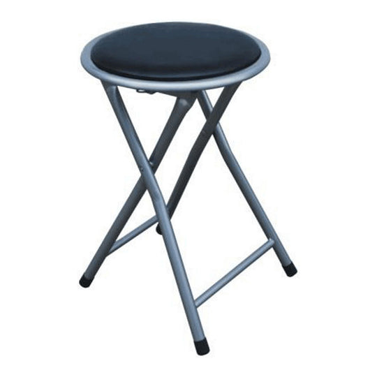 Scaun pliabil IRMA, metal/piele ecologica, negru/crom, 30x45 cm