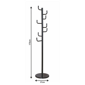 Cuier ELDER, negru, metal/marmura, 37x37x175 cm