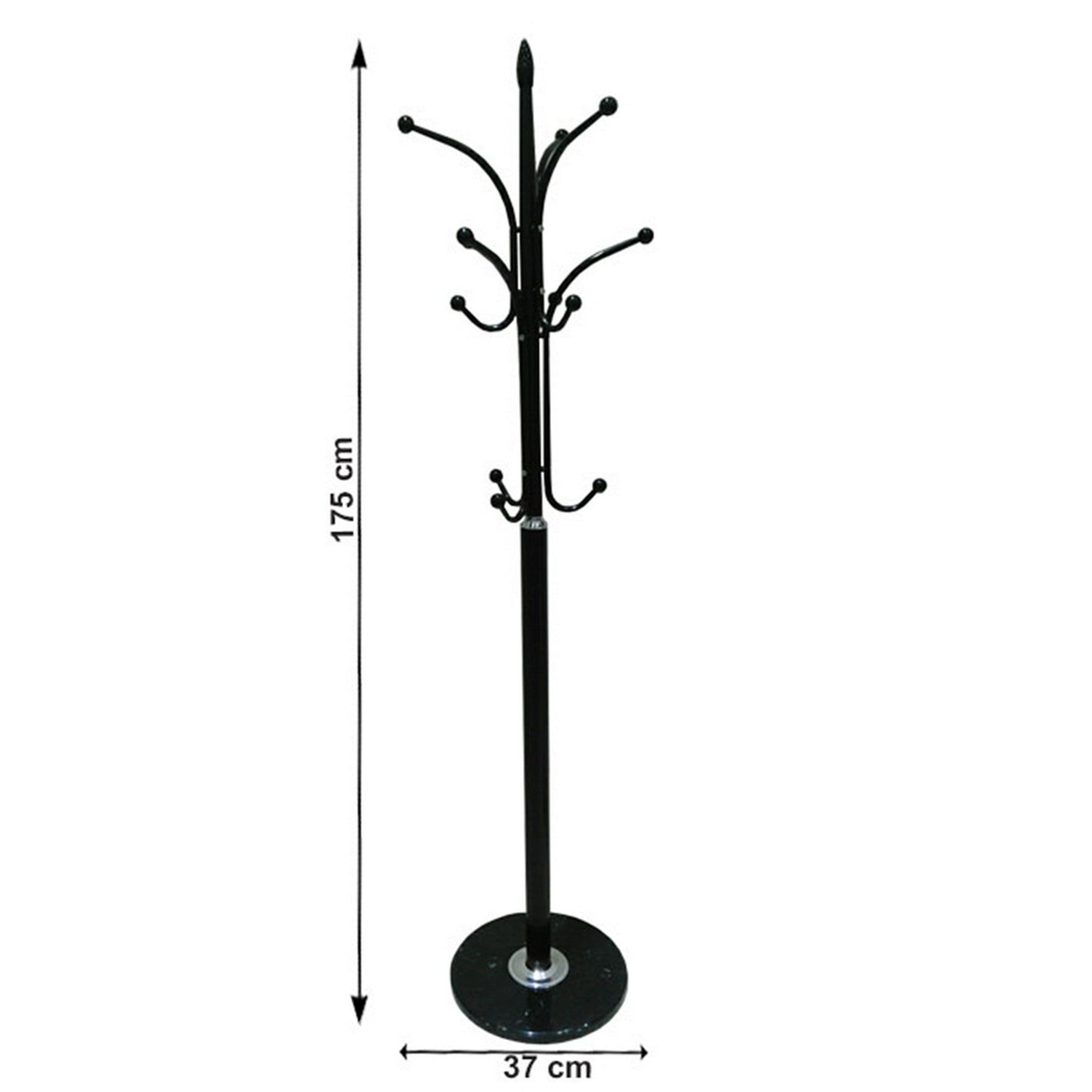 Cuier BELVIN, negru, metal/marmura, 37x37x175 cm