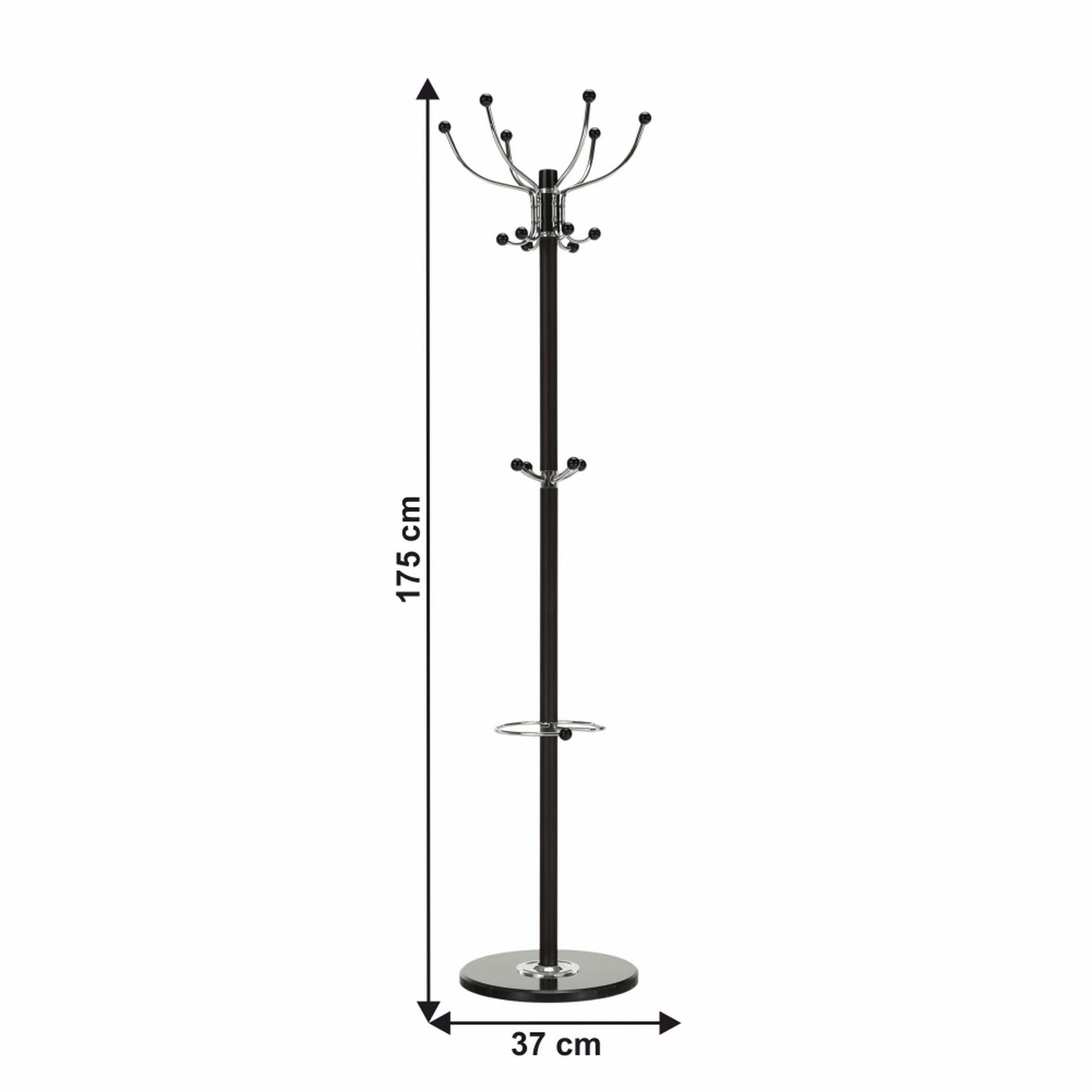Cuier JIMY NEW, negru, metal/marmura, 37x37x175 cm