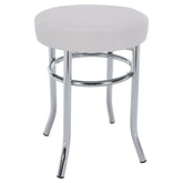 Taburet IRENA, metal/piele ecologica, alb/crom, 33x43 cm
