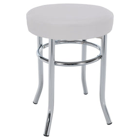 Taburet IRENA, metal/piele ecologica, alb/crom, 33x43 cm