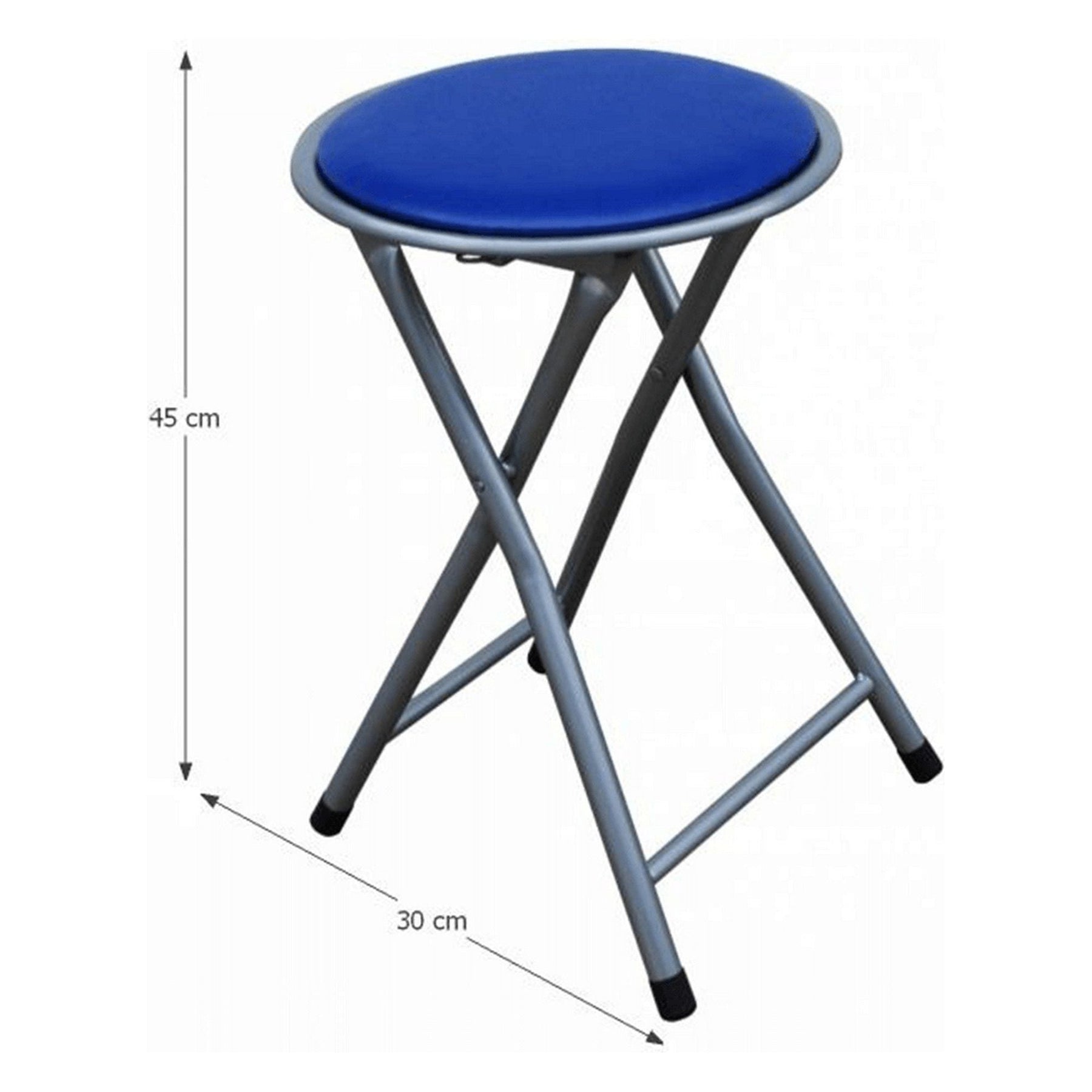 Scaun pliabil IRMA, metal/piele ecologica, albastru/crom, 30x45 cm