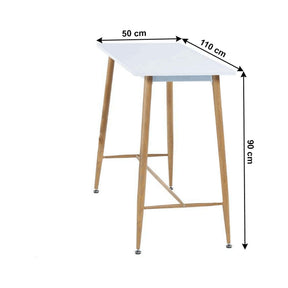 Masa de bar DORTON, alb/fag, 110x50x90 cm