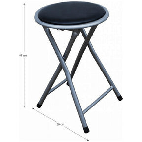 Scaun pliabil IRMA, metal/piele ecologica, negru/crom, 30x45 cm