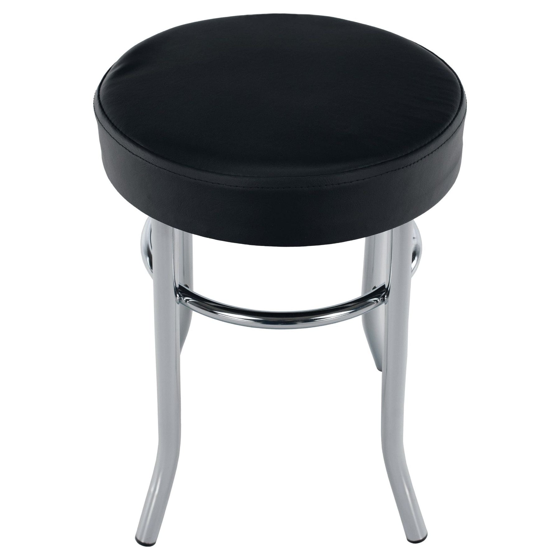Taburet IRENA, metal/piele ecologica, negru/crom, 33x43 cm