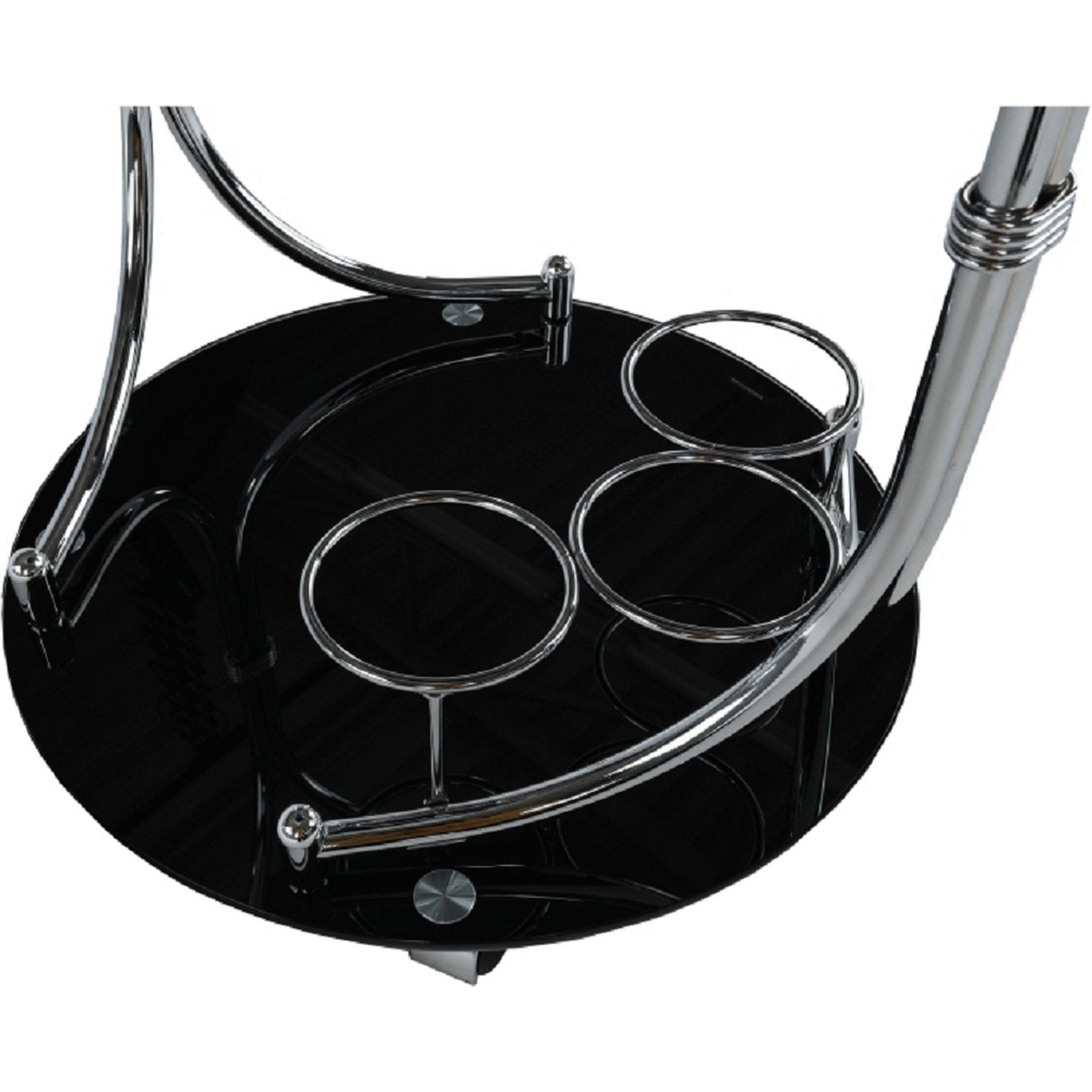 Carucior de servire VESNA, sticla neagra/metal cromat, 52x45X74 cm