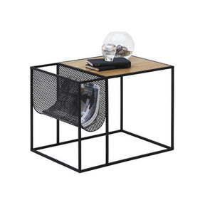 Masuta cafea FLYN, stejar/negru, metal, 55x40x45 cm