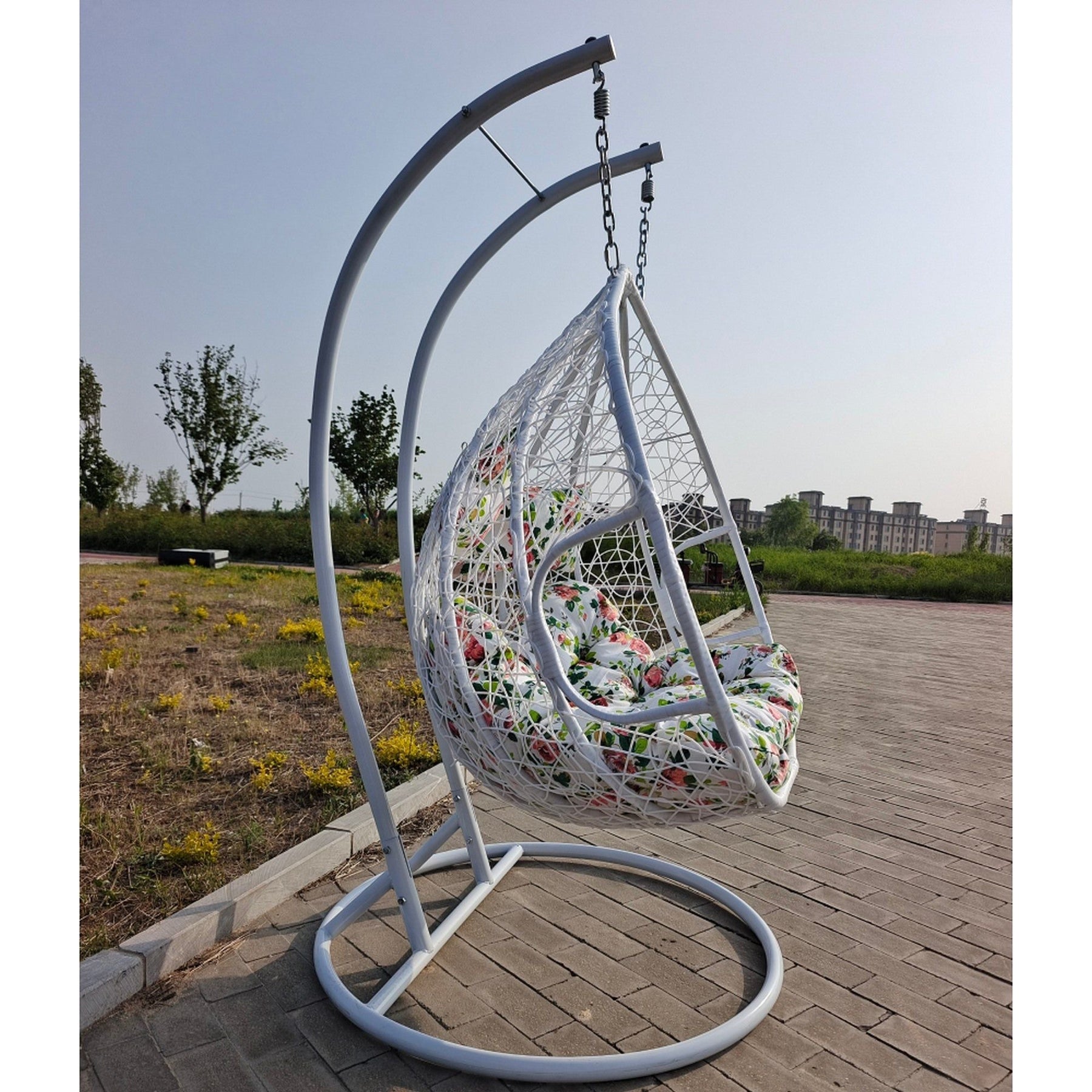 Balansoar DALVEA 2 NEW, alb/imprimeu floral, 133x117x195 cm