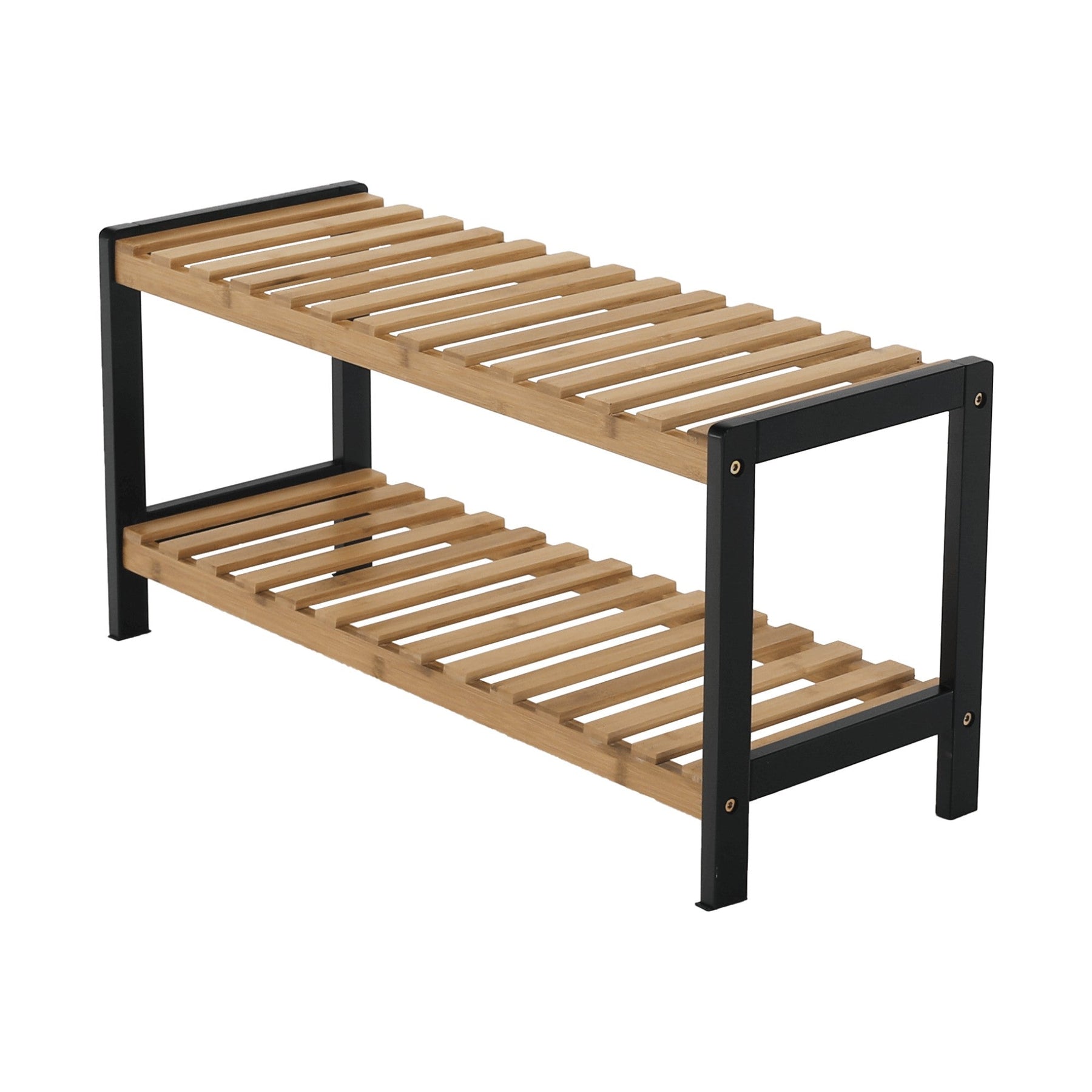 Pantofar KONTRE, bambus lacuit, negru/stejar natural, 70x26x33,5 cm