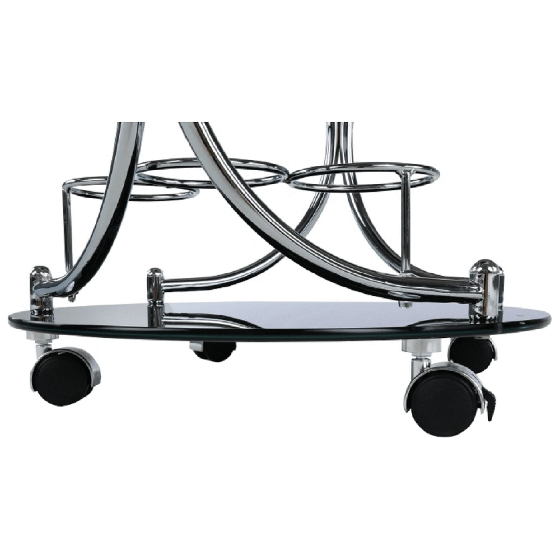 Carucior de servire VESNA, sticla neagra/metal cromat, 52x45X74 cm