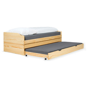 Pat cu module suplimentare extensibile FLOPY, stejar, lemn, 90x200 cm