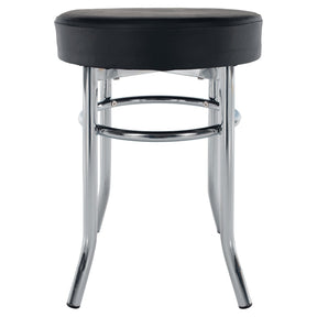 Taburet IRENA, metal/piele ecologica, negru/crom, 33x43 cm