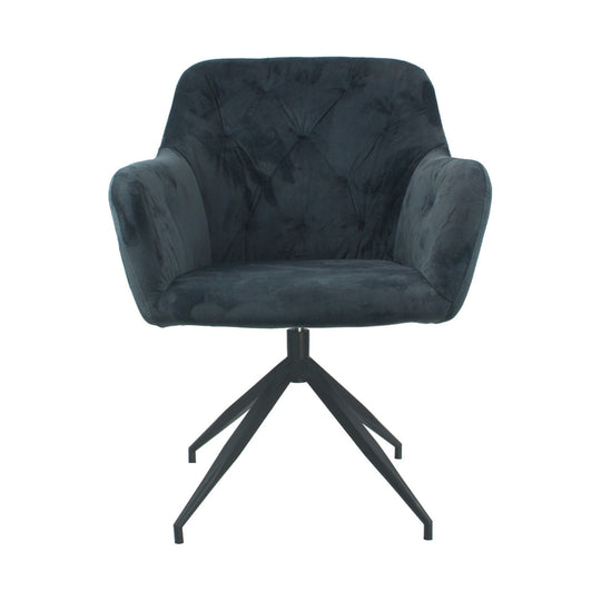 Scaun rotativ VELEZA NEW, stofa catifelata/metal, gri inchis/negru, 62x63x85 cm