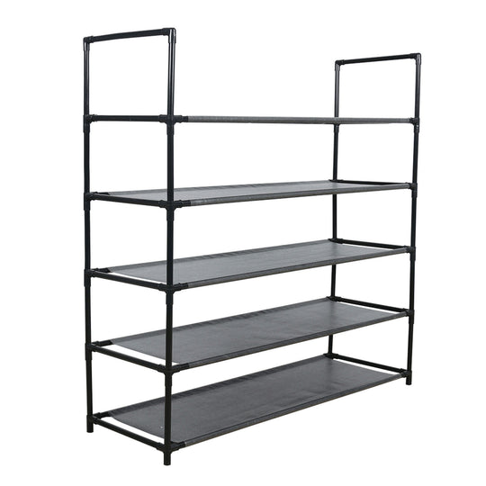 Suport pentru pantofi MADILO, metal/tesatura, negru, 86x28x89 cm