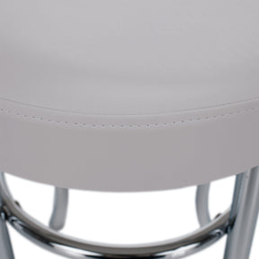 Taburet IRENA, metal/piele ecologica, alb/crom, 33x43 cm