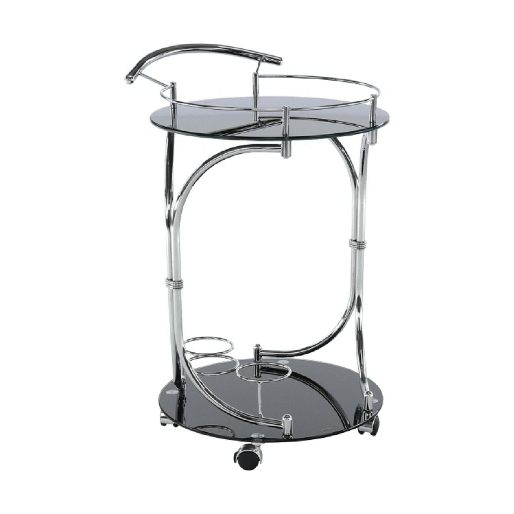 Carucior de servire VESNA, sticla neagra/metal cromat, 52x45X74 cm