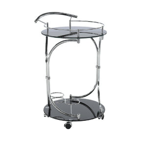 Carucior de servire VESNA, sticla neagra/metal cromat, 52x45X74 cm