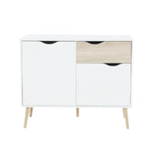 Comoda OSLO 75387, cu 2 usi si 1 sertar, PAL, stejar sonoma/alb, 98,1x81x39,1 cm