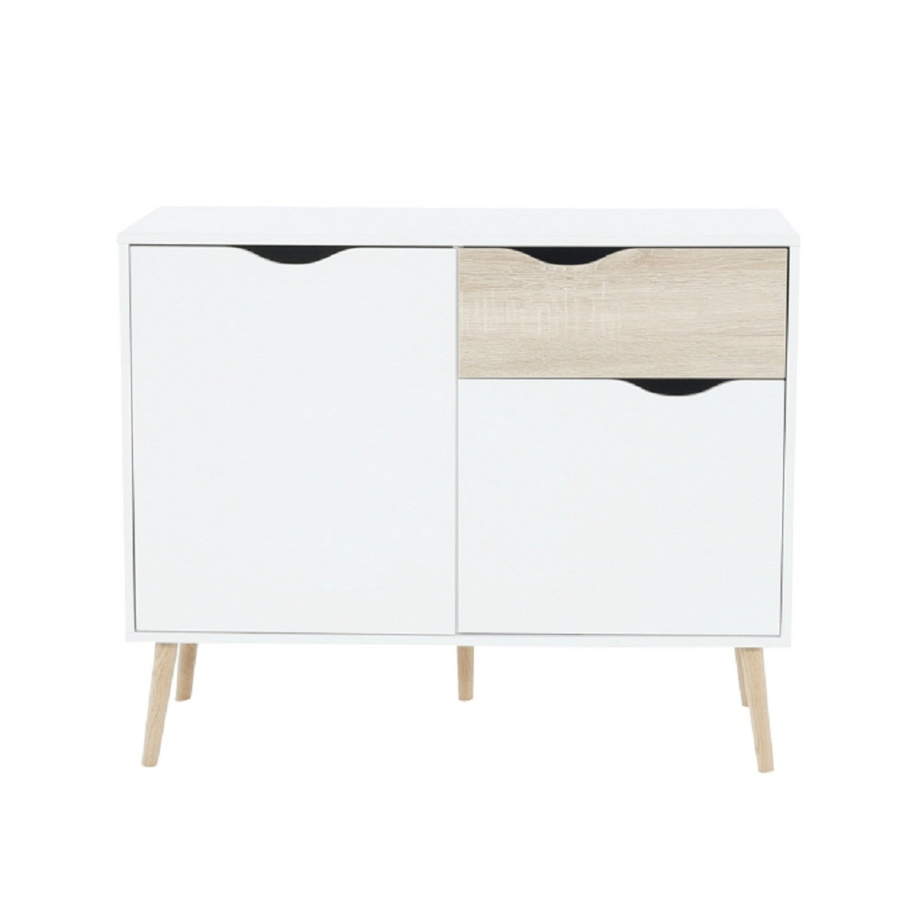 Comoda OSLO 75387, cu 2 usi si 1 sertar, PAL, stejar sonoma/alb, 98,1x81x39,1 cm