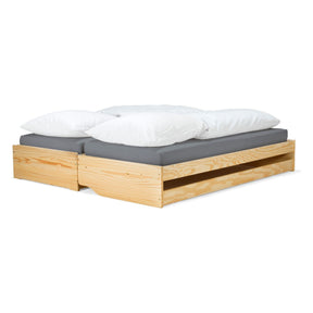 Pat cu module suplimentare extensibile FLOPY, stejar, lemn, 90x200 cm