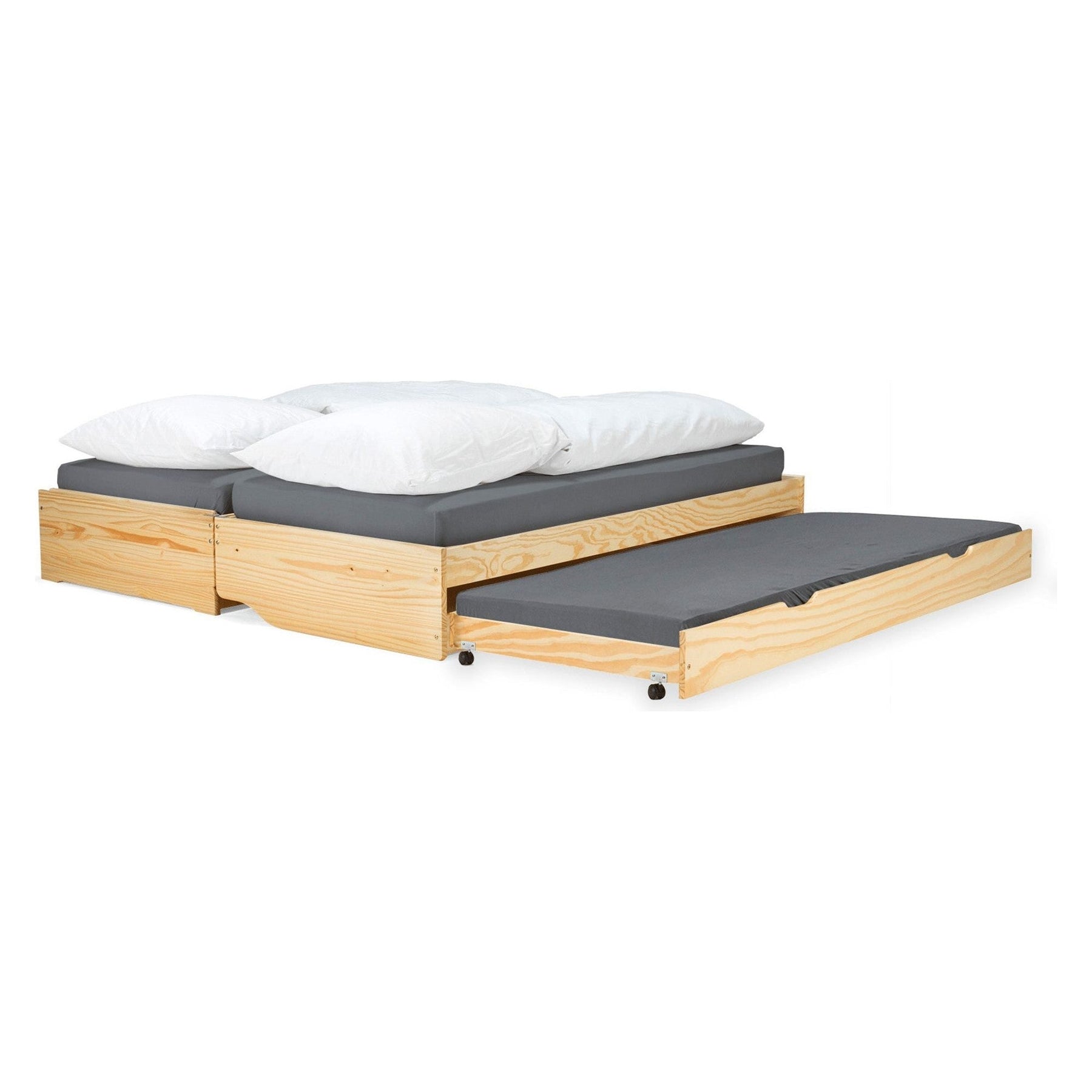 Pat cu module suplimentare extensibile FLOPY, stejar, lemn, 90x200 cm