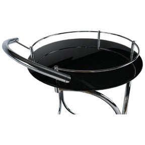 Carucior de servire VESNA, sticla neagra/metal cromat, 52x45X74 cm