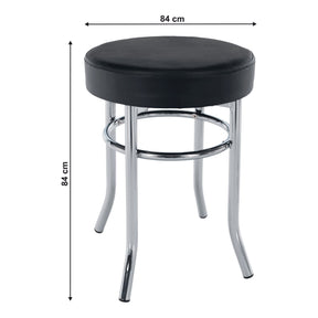 Taburet IRENA, metal/piele ecologica, negru/crom, 33x43 cm