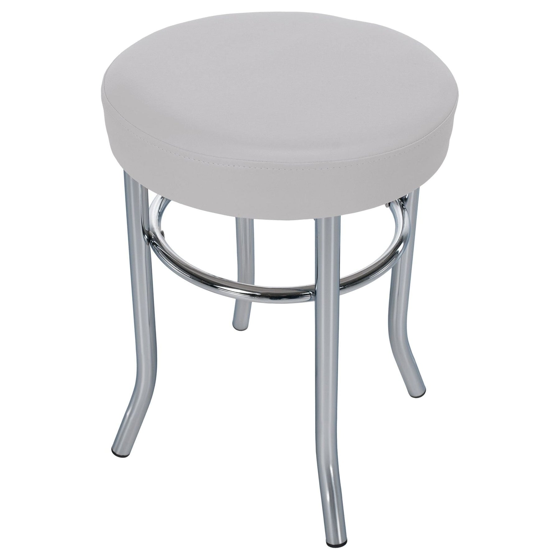 Taburet IRENA, metal/piele ecologica, alb/crom, 33x43 cm