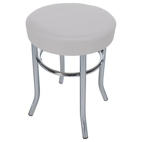 Taburet IRENA, metal/piele ecologica, alb/crom, 33x43 cm