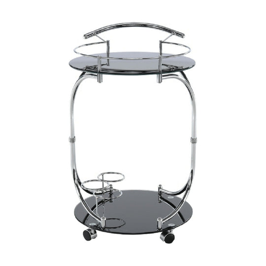 Carucior de servire VESNA, sticla neagra/metal cromat, 52x45X74 cm
