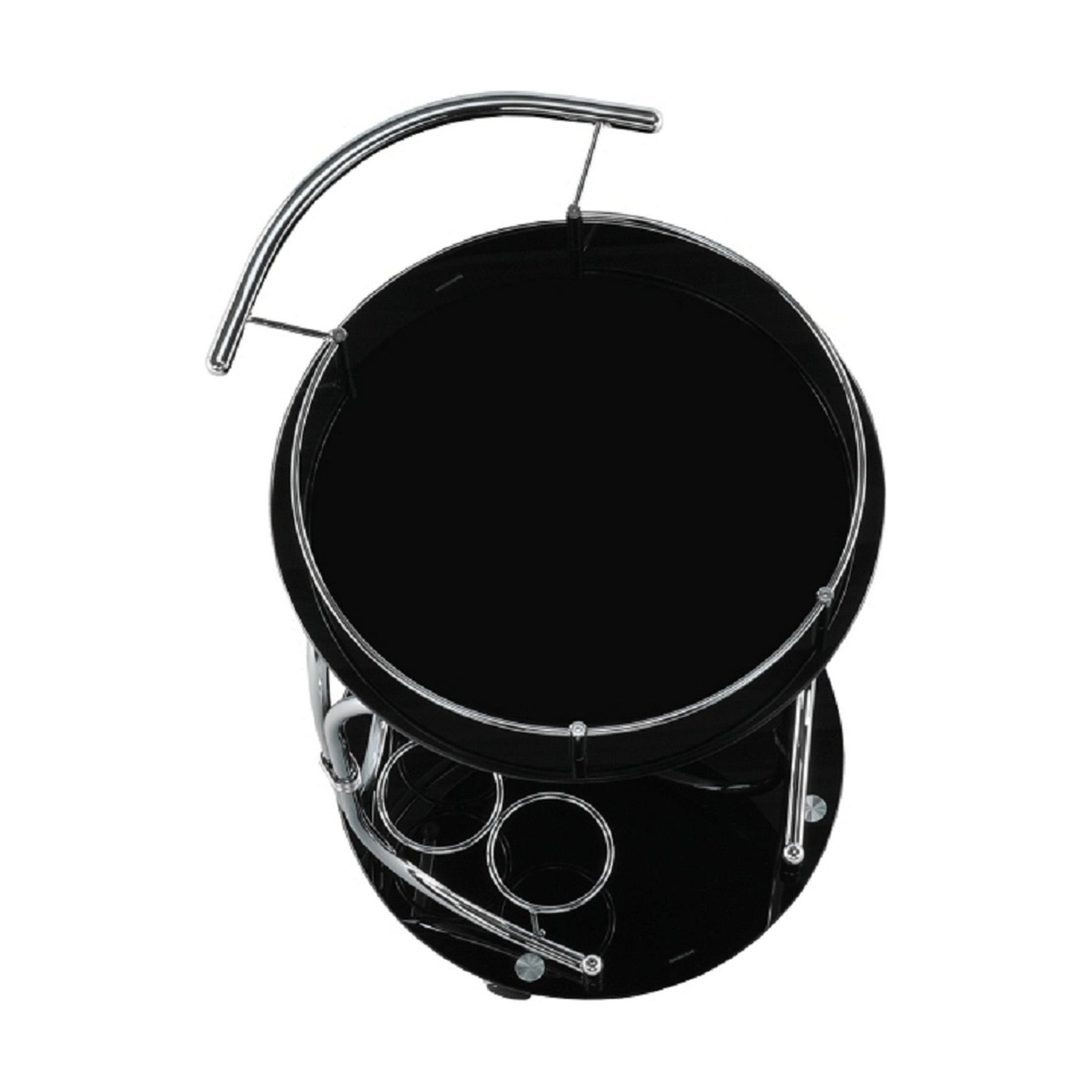 Carucior de servire VESNA, sticla neagra/metal cromat, 52x45X74 cm