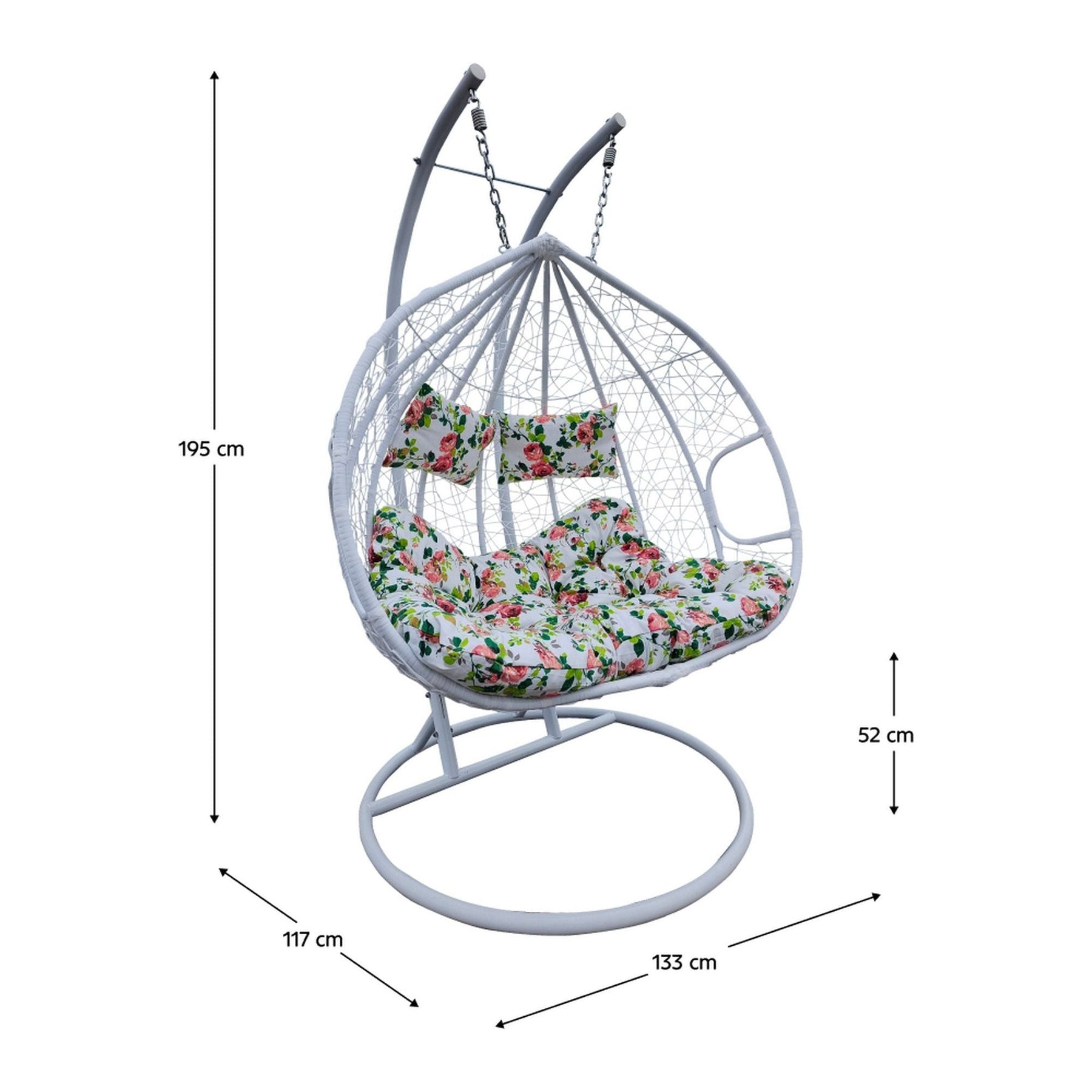Balansoar DALVEA 2 NEW, alb/imprimeu floral, 133x117x195 cm