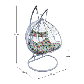 Balansoar DALVEA 2 NEW, alb/imprimeu floral, 133x117x195 cm