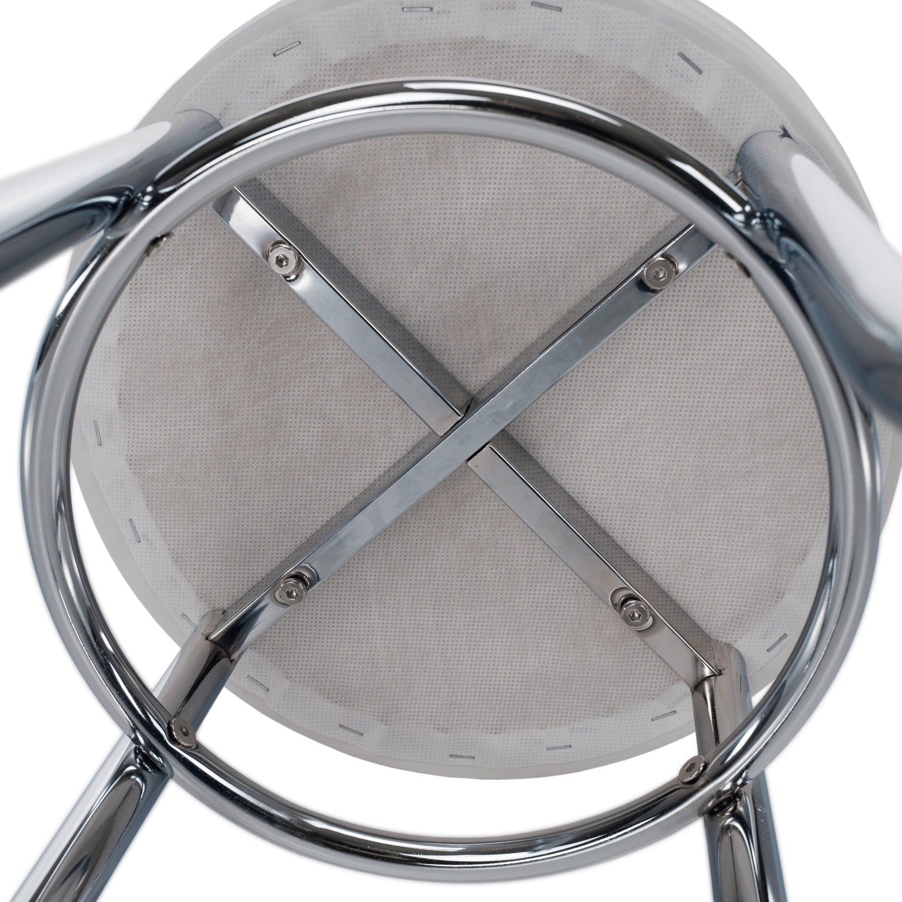 Taburet IRENA, metal/piele ecologica, alb/crom, 33x43 cm