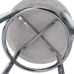 Taburet IRENA, metal/piele ecologica, alb/crom, 33x43 cm