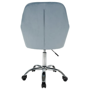 Scaun birou KLIAN, metal/stofa catifelata, albastru deschis/crom, 42x55x80-90 cm