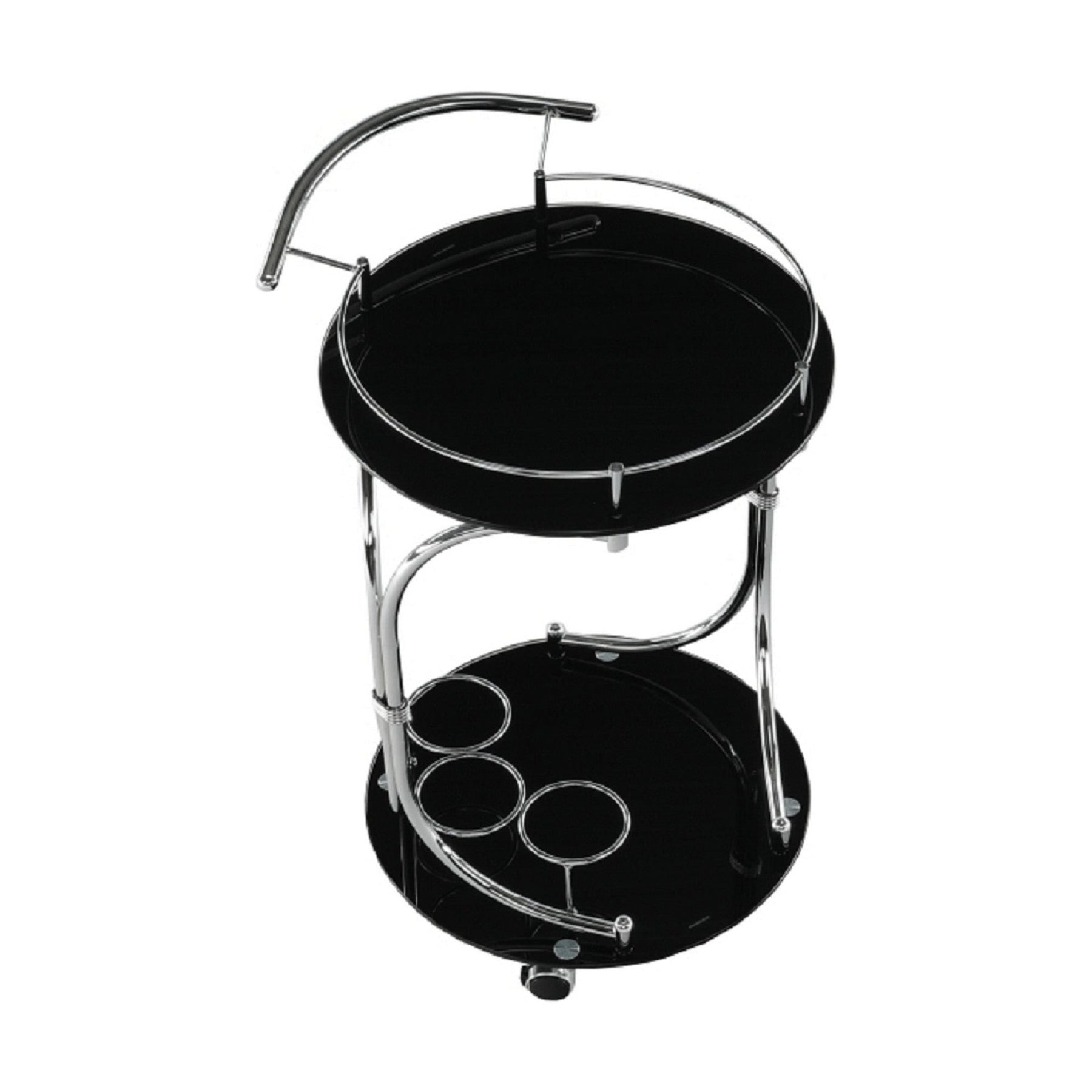 Carucior de servire VESNA, sticla neagra/metal cromat, 52x45X74 cm