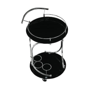 Carucior de servire VESNA, sticla neagra/metal cromat, 52x45X74 cm