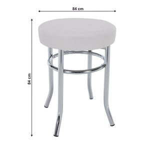 Taburet IRENA, metal/piele ecologica, alb/crom, 33x43 cm