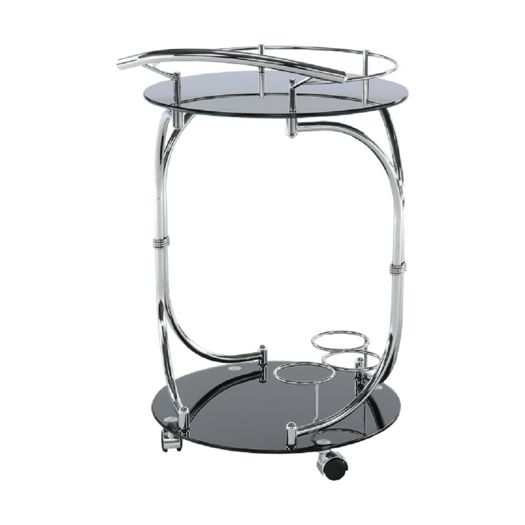 Carucior de servire VESNA, sticla neagra/metal cromat, 52x45X74 cm