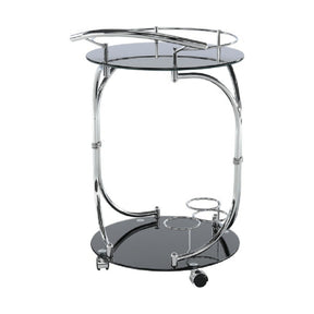 Carucior de servire VESNA, sticla neagra/metal cromat, 52x45X74 cm