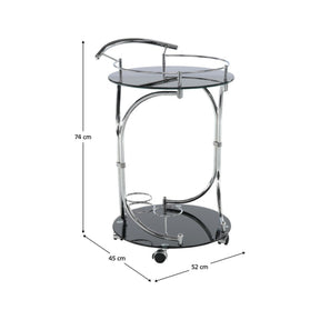 Carucior de servire VESNA, sticla neagra/metal cromat, 52x45X74 cm