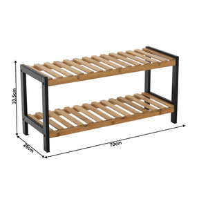 Pantofar KONTRE, bambus lacuit, negru/stejar natural, 70x26x33,5 cm