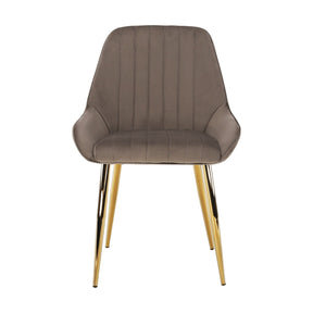 Scaun PERLIA, metal/stofa catifelata, grej/auriu, 56x62x89 cm