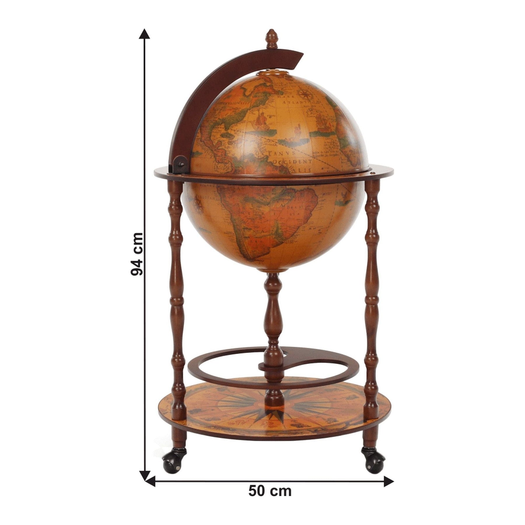 Carucior de servire GLOBUS 2-324, nuc, 50x94 cm