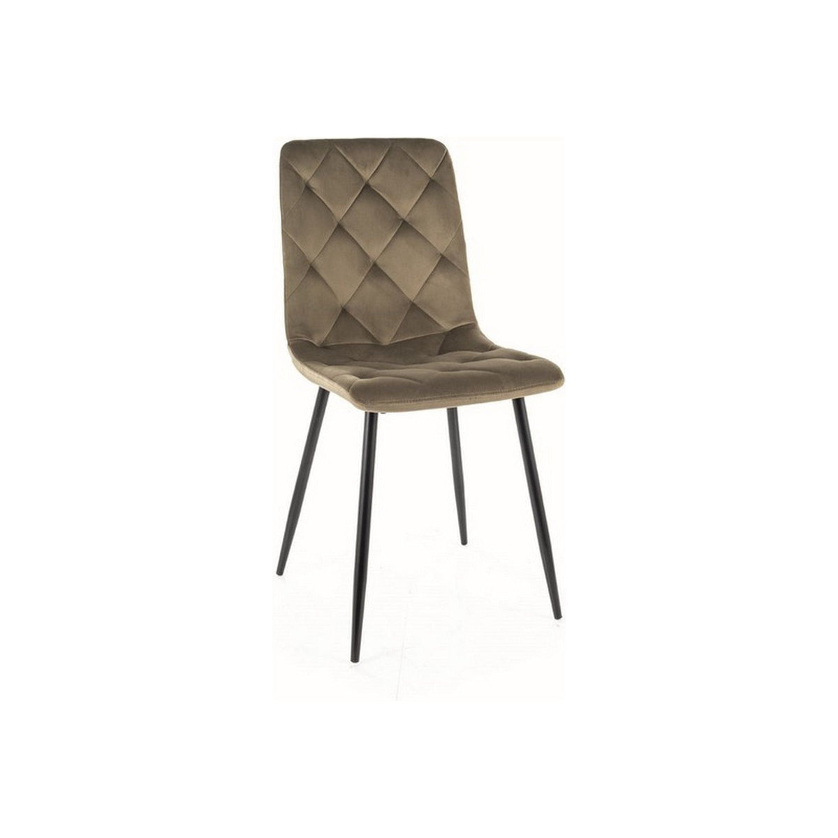 Scaun JERRY, stofa catifelata verde olive/negru, 45x39x91 cm