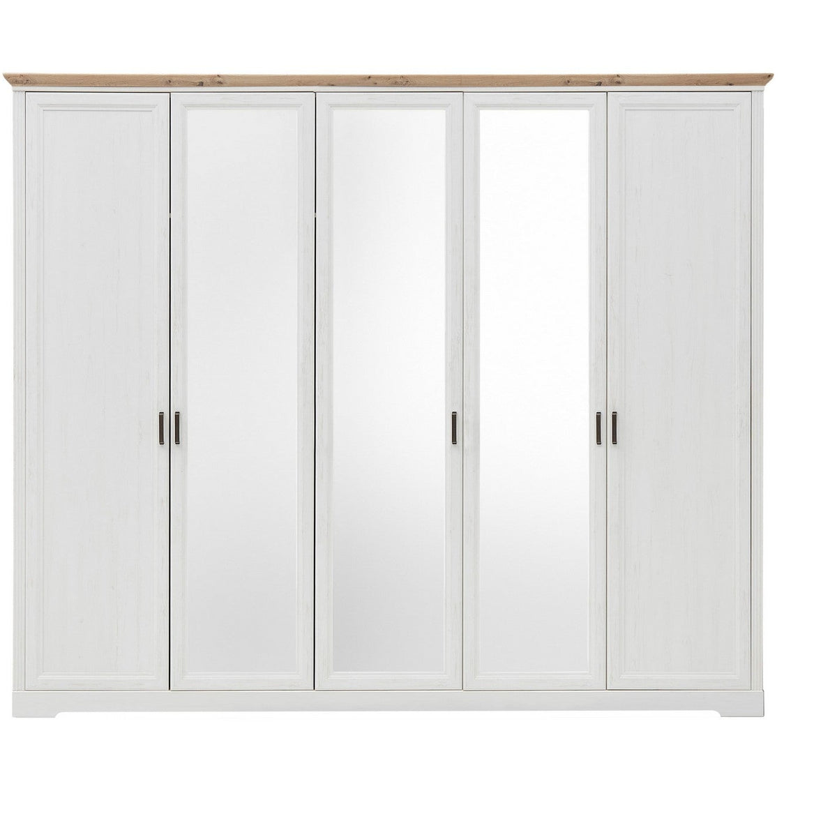 Dulap JASMIN, alb/stejar artisan, PAL, cu 5 usi, 264x64x220 cm